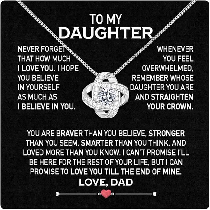 Larvincy To My Daughter Necklace From Dad With Heartfelt Message & Elegant Box, Gifts For Daughter From Father, Beautiful Jewelry Gift From Love Daddy On Graduation, Birthday, Wedding, Christmas