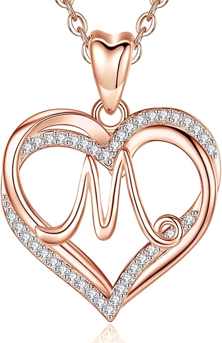 INFUSEU Unique Initial Necklaces for Women Girls Small Heart Letter Jewelry, Meaningful Personalized Gifts
