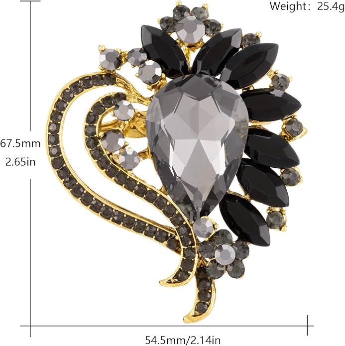 LAXPICOL Vintage Austrian Crystal Elegant Heart Flower Brooch Pin For Women Wedding Broach Pin