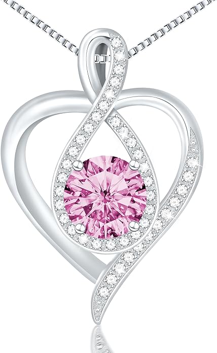 925 Sterling Silver Infinity Heart Necklace for Women, Rhodium Plated Cubic Zirconia Pendant Gift for Girlfriend Wife Mom - Anniversary Valentine's Day Birthday Present with Elegant Gift Box