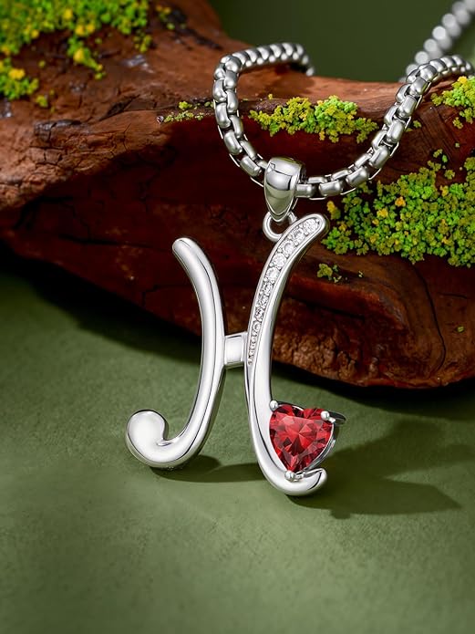 Christmas Gifts for Women Alphabet A to Z Initial Birthstone Pendant Necklaces for Women - 18k White Gold Plated Personalized Name Jewelry Valentine Mothers Day Birthday Gifts for Women Her Girlfriend