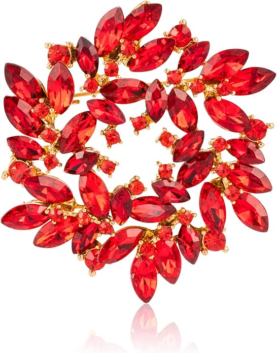LAXPICOL Fashion Sparkly Austrian Crystal Flower Brooch Pin for Women Elegant Wedding Bridal Broach Pin 2"*2"