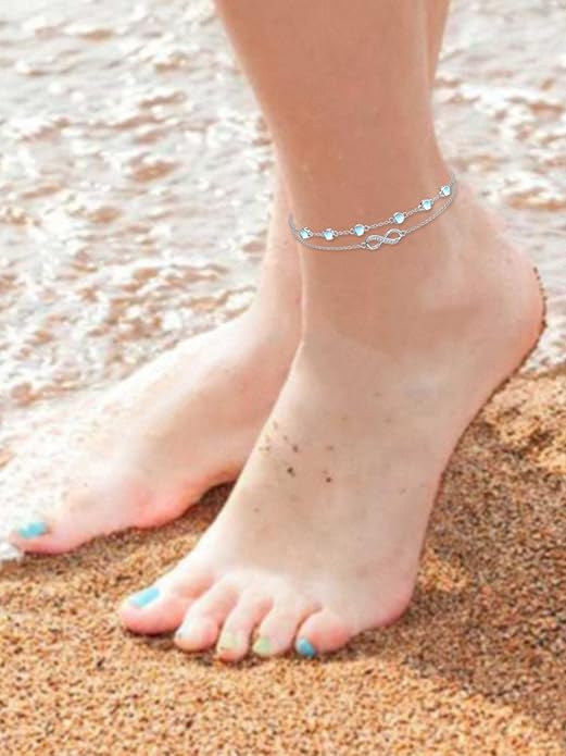 Dorunmo Anklet Bracelets For Women 925 Sterling Silver Birthstone/Infinity/Butterfly/Evil Eye/Turtle/Pineapple/Starfish/Heart Anklets Bracelets Jewelry Gifts for Women