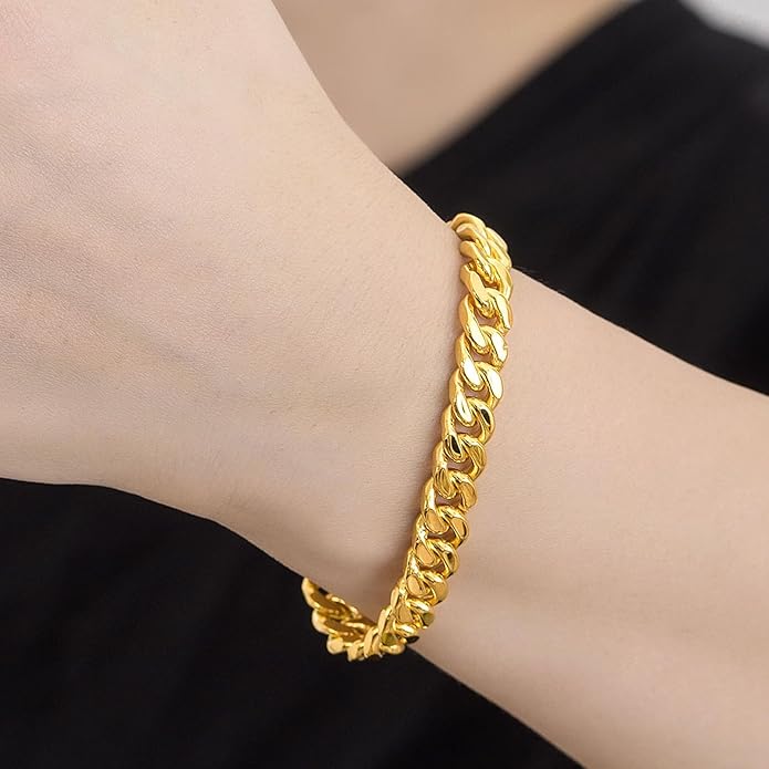 Fashion 925 Sterling Silver Solid Miami Cuban Link Chain Bracelet 8MM-12MM-14MM Curb Cuban Solid Thick Big Link Bracelet For Men 7-10 Inch Jewelry Gift