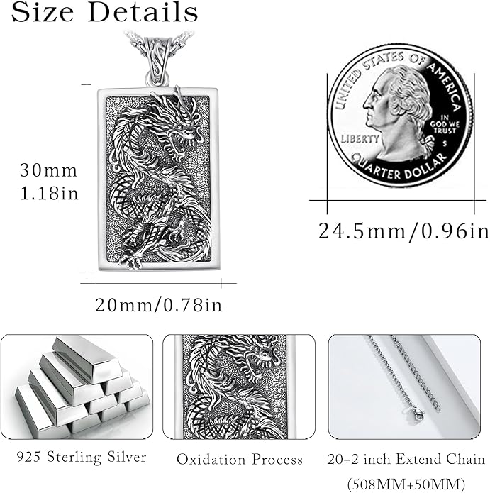 REDSUN 925 Sterling Silver Dragon Pendant Necklace Viking Dragon with Obsidian/Opal Protection Jewelry Gifts for Men Women Her Him Birthday Valentines Day Gifts