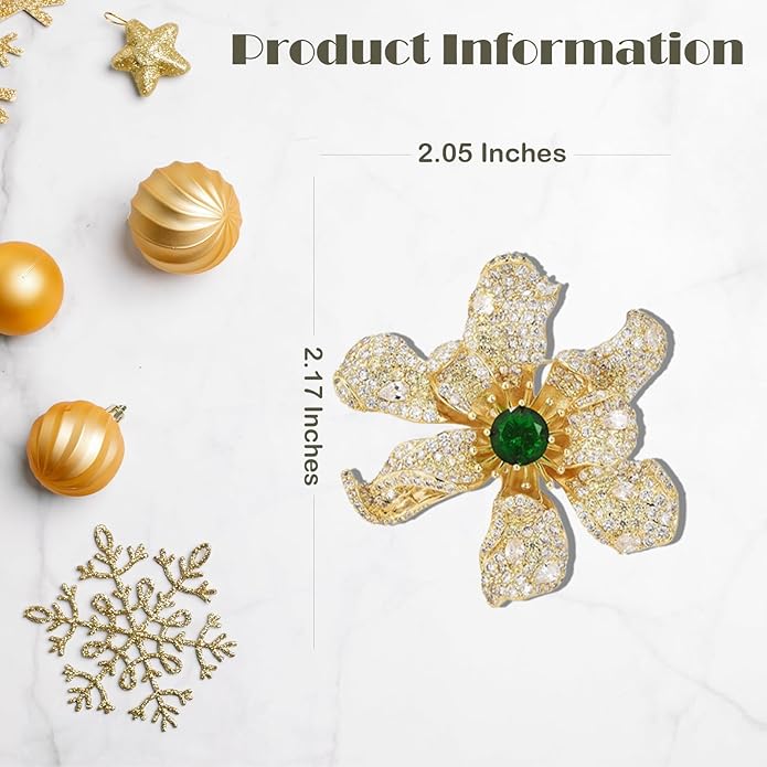 UNVAK Rhinestone Flower Brooch - Crystal Flower Pin for Women - Valentine's Day & Mother's Day Gift