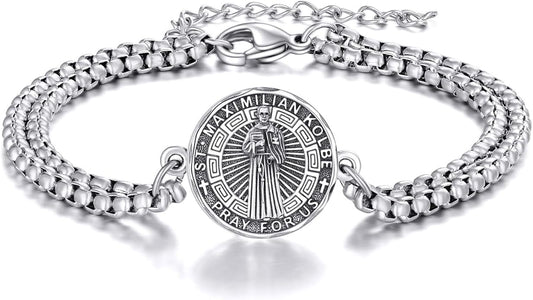 YFN Patron Saint Bracelet Sterling Silver Religious Protector Bracelet Jewelry Gift for Women Men