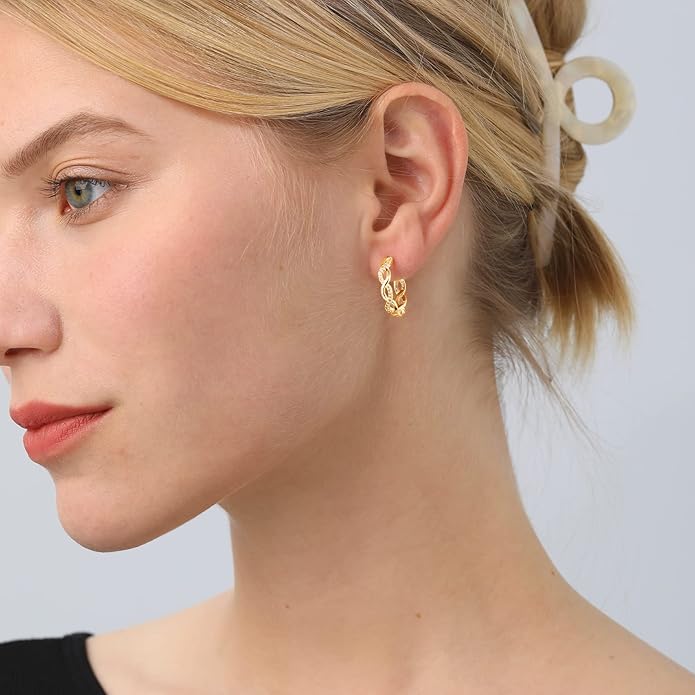 Senteria 925 Sterling Silver Earrings Hoops for Women Lightweight Twisted Hoop Earrings With Cubic Zirconia Hypoallergenic Hoops Earrings (20/30/40/50/60MM)