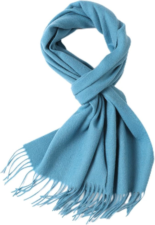 WASALUYA Wool Scarf for Women & Men, 100% Wool Scarves Wrap Shawl with Tassels, Elegant Soft Winter Scarf for Fall and Winter