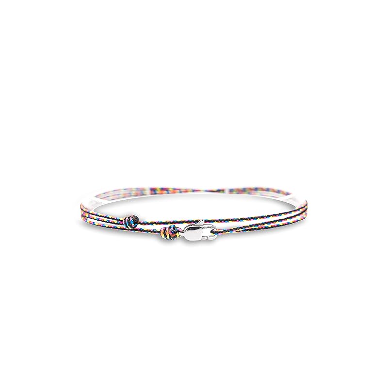 Made by Nami Nautical Rope Bracelet for Men Waterproof & Adjustable Wrap String Bracelets with Snap Hook Gift for Him (Dark Retro Silver)