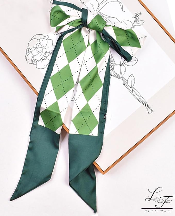 Hioyiwse Head Scarf Hair Neck Scarves For Women Purse Bag Scarfs For Handbags Silky Long Thin Satin Headscarf Fashion