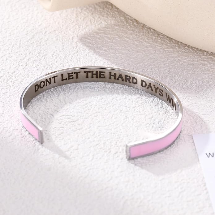 KHKINDPRO Dont Let The Hard Days Win Bracelet for Women Men, Handmade Braided Adjustable Wrap Stainless Steel To My Daughter/Best Friend Inspirational Gifts Ladies Jewelry