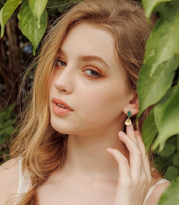 OZEL – Crystal Earrings for Women Dangle – 14K Gold Plated Lightweight Daily Fashion Earrings