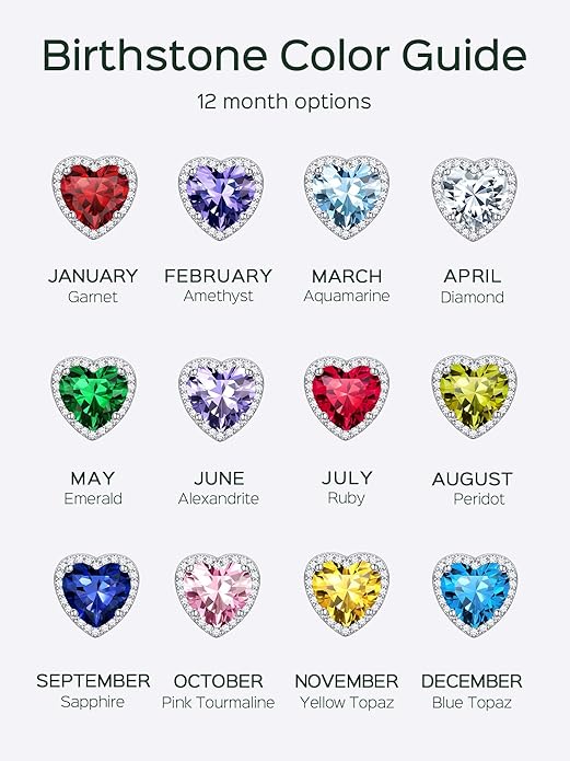 ChicSilver 925 Sterling Silver Birthstone Earrings for Women, 8MM/2 Carat Heart & Round Cubic Zirconia Stud Earrings, Hypoallergenic Jewelry, Ideal Birthday or Christmas Gifts