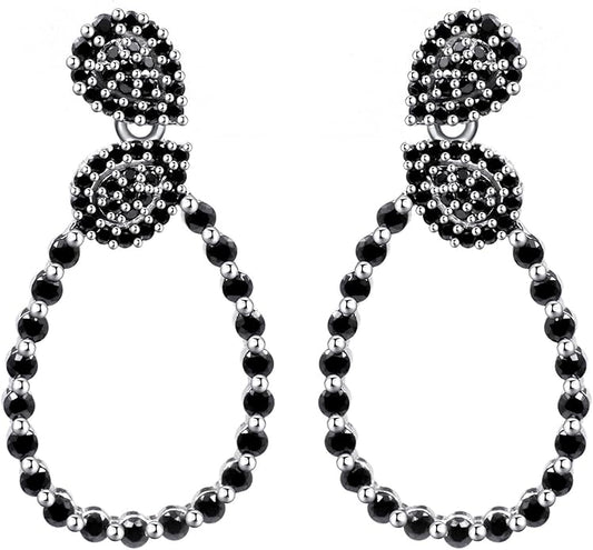 Moissanite Hoop Earrings for Women, S925 Sterling Silver, 18K White Gold Plated, D Color VVS1