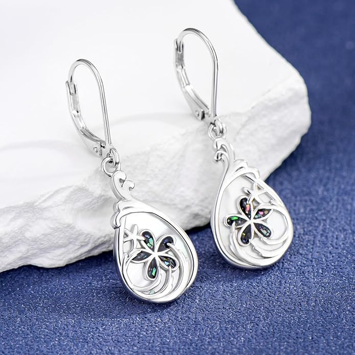 MONGAS Dragonfly/Sunflower/Hummingbird/Sand Dollar/Crab/Champagne/Arrow/Cherry/Ankh/Sloth Earrings for Women Sterling Silver Dragonfly/Sunflower/Hummingbird/Sand Dollar Jewelry for Women