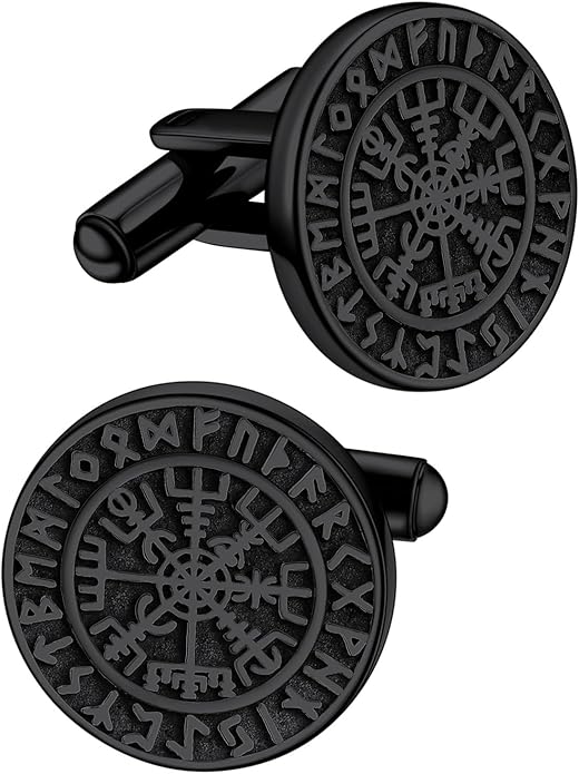 FaithHeart Mens Cufflinks, Norse Viking Tuxedo Shirt Cuff Links, Stainless Steel Cuff Links and Shirt Studs, Gift Box