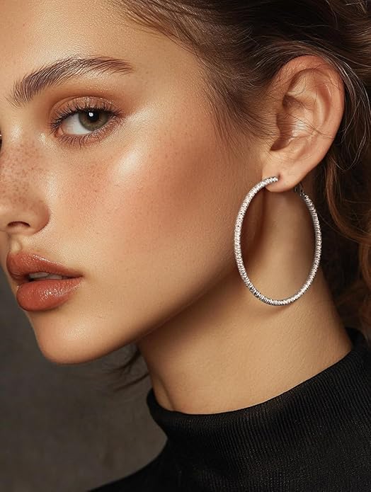 PROSTEEL 30/40/60/80/100mm Chunky Hoop Earrings For Women Gold Plated/Black Stainless Steel Hoops Earrings Statement Jewelry