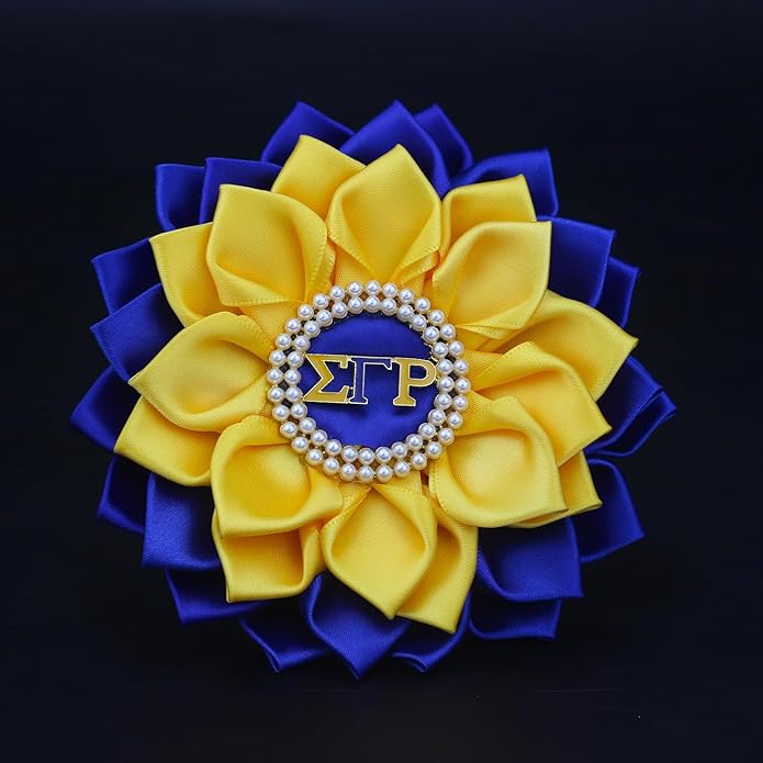 Sigmaa Gamma Rho Flower Brooch Pin for Women 1922 SGRho Gift Greek Sorority Gift Paraphernalia Jewelry Pearl & Satin 5.5" Sorority Pin for Sisterhood Soror
