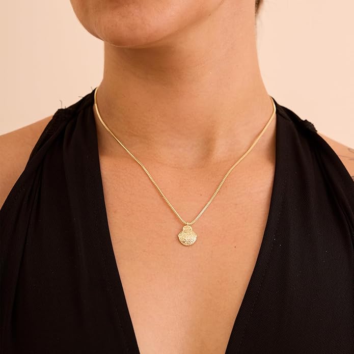 Gold Necklace for Women-14K Gold Plated Bow,Dragon,Shell, Palm Tree, Seahorse, Conch Shell,Sardines, Cowboy Boot,Bat,Bunny Pendant Beachy Jewelry for Women Gifts
