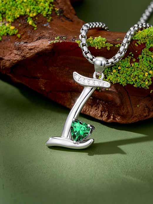 Christmas Gifts for Women Alphabet A to Z Initial Birthstone Pendant Necklaces for Women - 18k White Gold Plated Personalized Name Jewelry Valentine Mothers Day Birthday Gifts for Women Her Girlfriend