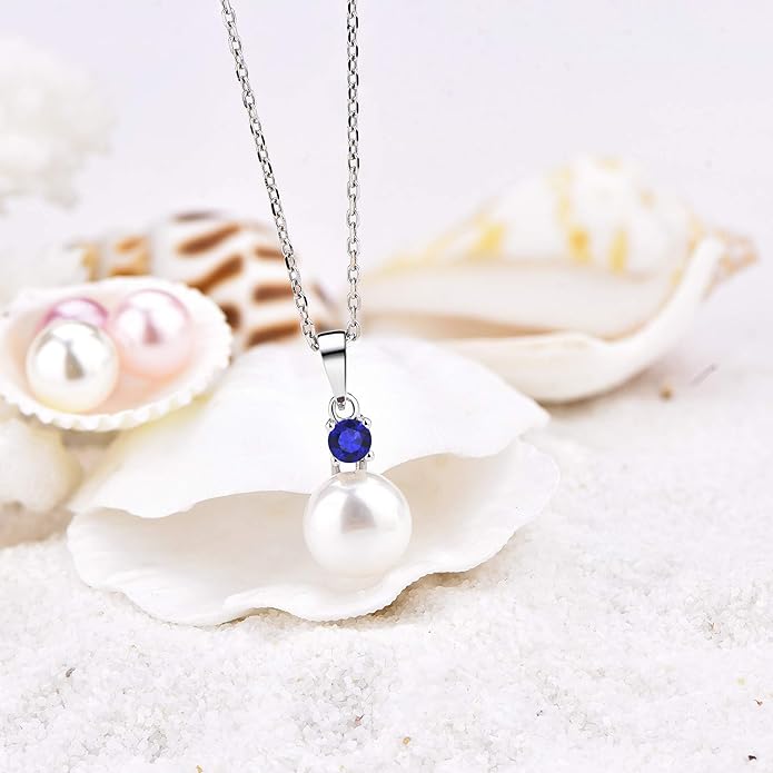 925 Sterling Silver Freshwater Cultured Pearl Pendant Necklace JO WISDOM Jewelry for Women,Girls
