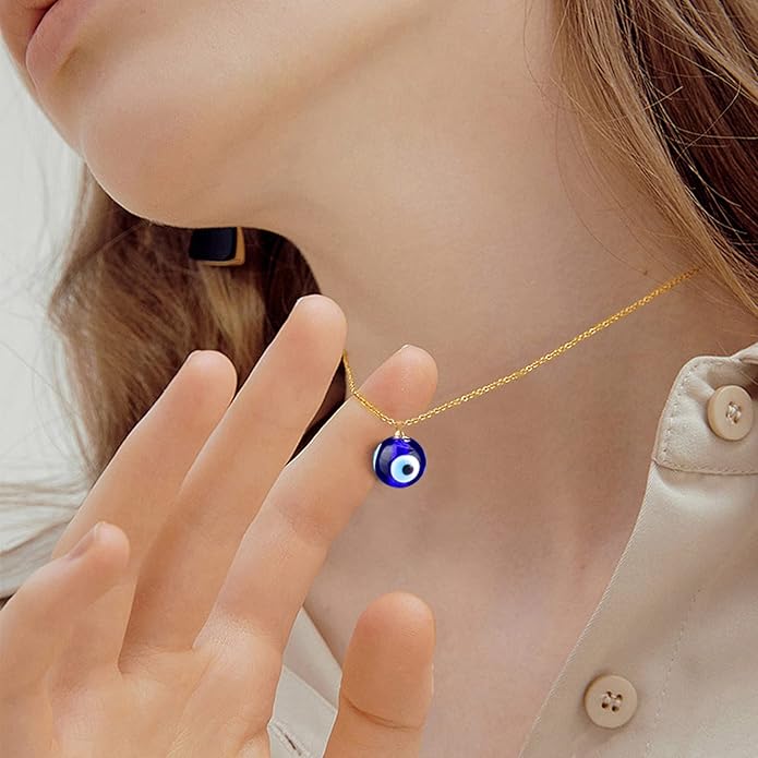VIBILIA Evil Eye Necklace Sun Pendant Turkish Blue Eye Protection Lucky Necklaces Jewelry Gifts for Men Women (Sun) - Silver