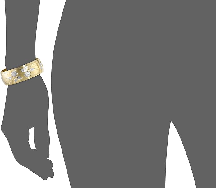 Amazon Essentials Yellow 14K Gold-Filled Hand Engraved Cuff Bracelet