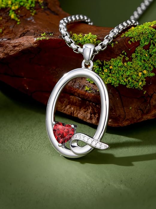 Christmas Gifts for Women Alphabet A to Z Initial Birthstone Pendant Necklaces for Women - 18k White Gold Plated Personalized Name Jewelry Valentine Mothers Day Birthday Gifts for Women Her Girlfriend