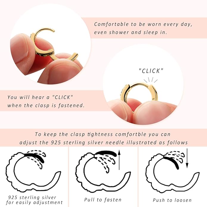 SWEETV 925 Sterling Silver Huggie Hoop Earrings for Women Girls-Tiny Small Cartilage Hoop Earring