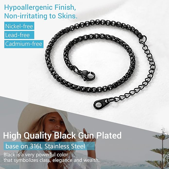 PROSTEEL Stainless Steel Chain Anklets for Women, Silver/Gold Tone, Ankle Bracelets Hypoallergenic, 8-10.5 Inch Adjustable, Come with Box