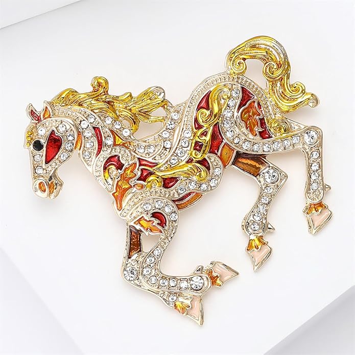 2026 New Year Of Horse Pin Brooch, Good Luck Chinese Zodiacs Horse Pins For Fashion Accessories Animal Lucky Charm Statue Feng Shui Gifts Jewelry For Women Men