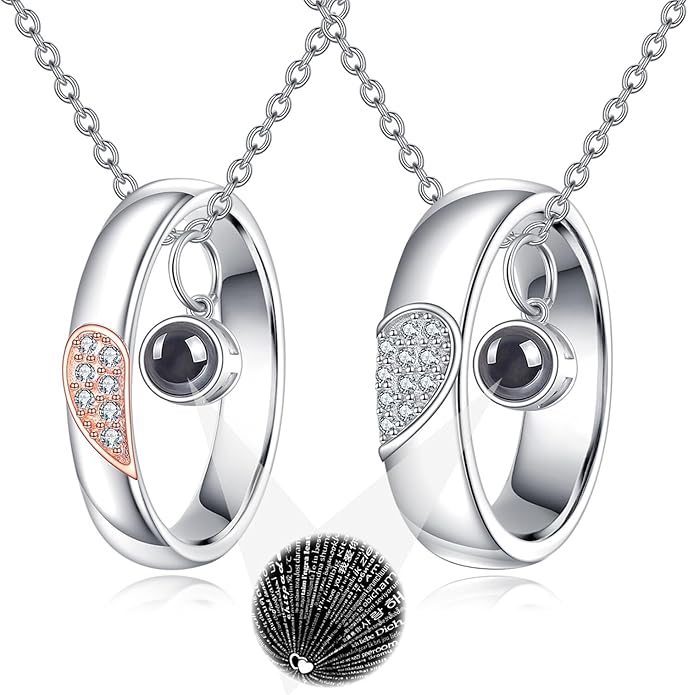 JBAERD Couples BFF Matching Necklaces 925 Sterling Silver Cross/Yin Yang/Sun Moon/Mountain Wave Pendant Necklace Anniversary Birthday Gifts