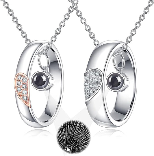 JBAERD Couples BFF Matching Necklaces 925 Sterling Silver Cross/Yin Yang/Sun Moon/Mountain Wave Pendant Necklace Anniversary Birthday Gifts