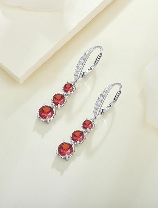 Starchenie Dangle Drop Earrings for Women 925 Sterling Silver Leverback Earrings Birthstone Jewelry