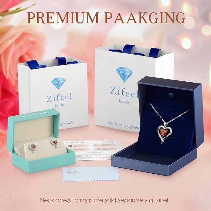 Earrings for Women, S925 Sterling Silver Rose Gold Birthstone Heart Studs Earring for Girlfriend Wife, Anniversary Birthday Christmas Valentines Mothers Day Gifts Jewelry for Women Wife Her Mom