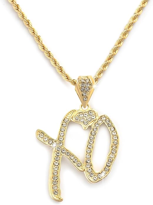 New 2026 Unise High Hip Hop XO Letter Pendant Necklace for Women Men, Iced Out Letter Jewelry Lovers Pendant Fashion Trendy Accessories Creative Gift