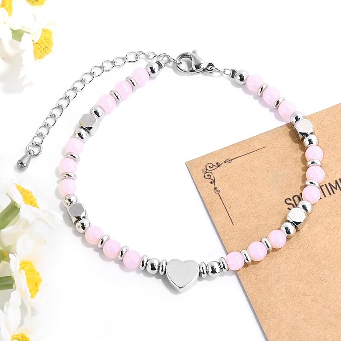 VIBILIA Cross Beaded Bracelets for Women, Inspirational Natural Heart Religious Bracelets for Women, Birthday Christian Gifts for Women on Thanksgiving Christmas Gifts
