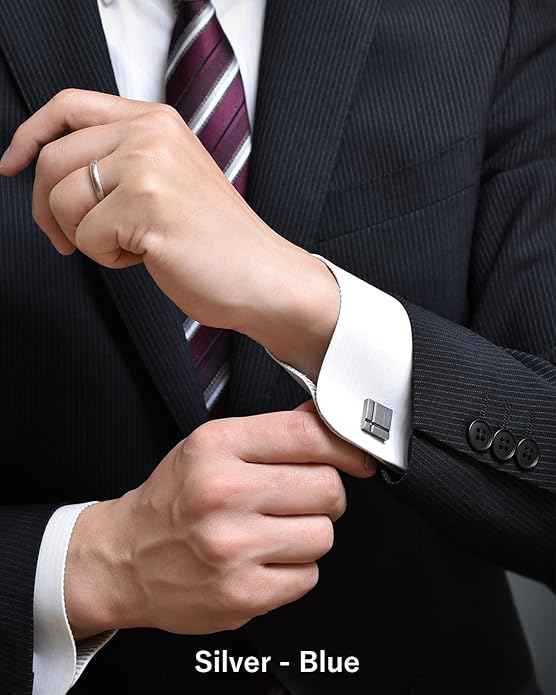[TAVARAT] Cufflinks for Men Black Silver Red Blue Crystal glass Tps-040