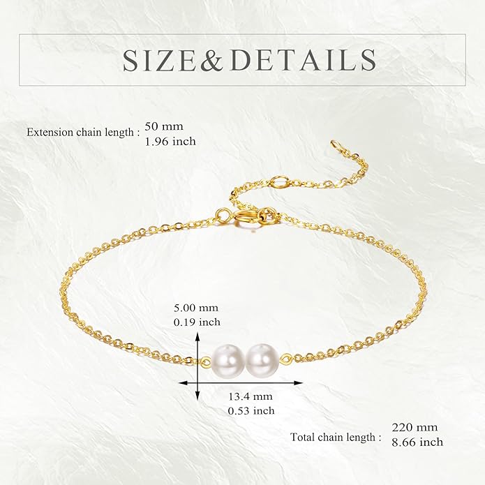 KECHO 14K Real Gold Freshwater Cultured Pearl Bracelet 14K Solid Gold Jewelry Anniversary Birthday Gift for Women