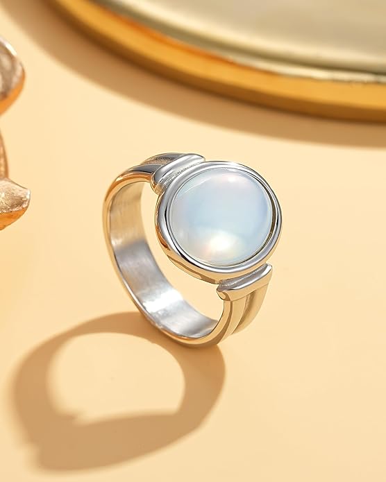 YeGieonr Gold Rings for Women Trendy Non Tarnish Chunky Gold Plated Ring, Waterproof Stainless Steel Gold Jewelry Gift