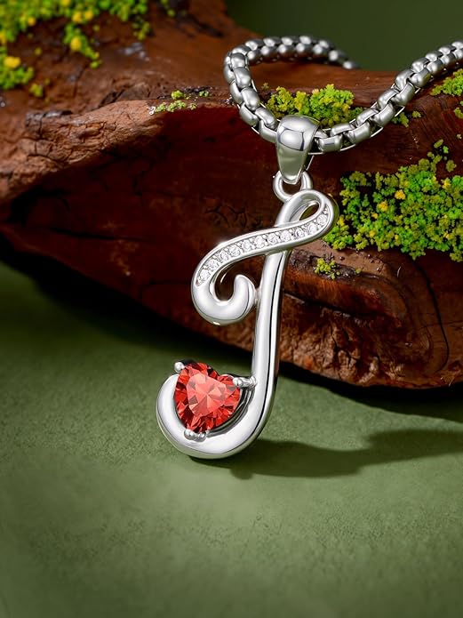 Christmas Gifts for Women Alphabet A to Z Initial Birthstone Pendant Necklaces for Women - 18k White Gold Plated Personalized Name Jewelry Valentine Mothers Day Birthday Gifts for Women Her Girlfriend