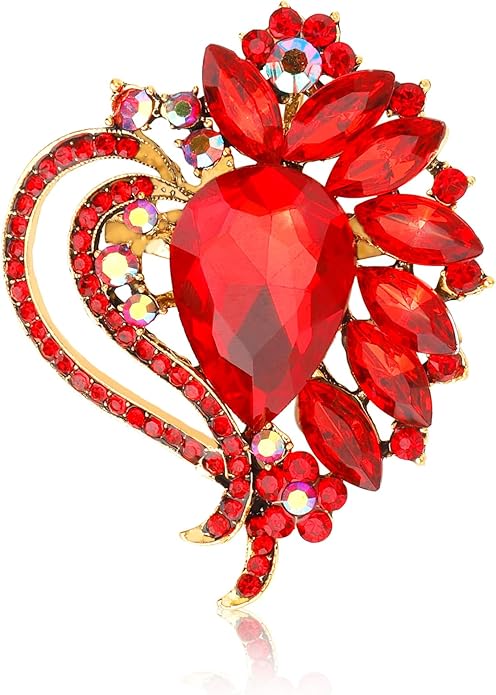 Heart Brooches and Pins for Women Vintage Rhinestone Brooch Lapel Pins for Women Wedding Dress Suit Jewelry Gift Accessories
