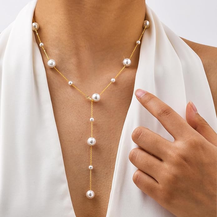 Pearl Necklace for Women 925 Sterling Silver Single Pearl Jewelry with Shell Pearl Pendant - Dainty Choker Necklace Suitable for Anniversary, Wedding, Birthday Gifts