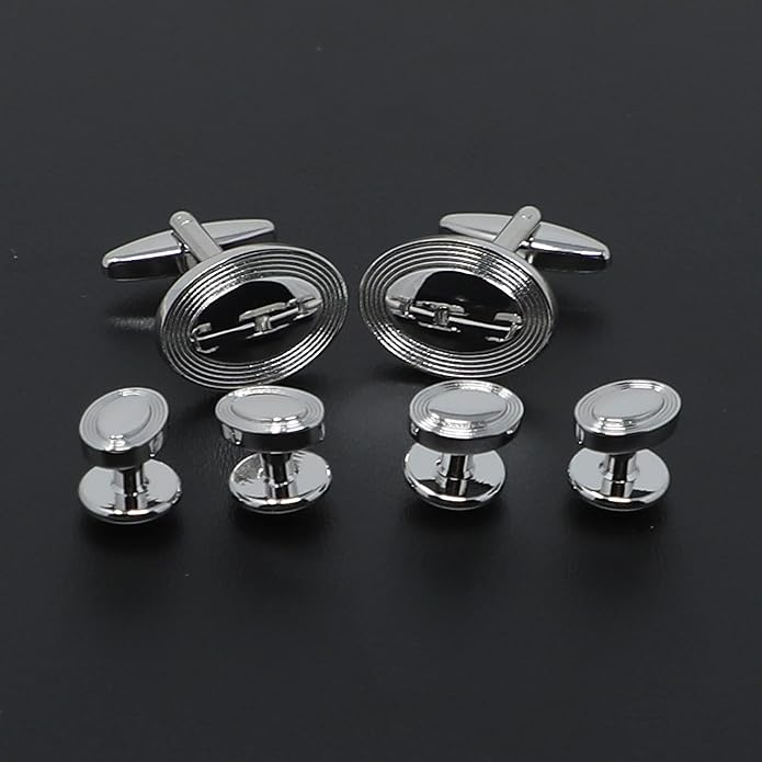 MENDEPOT Men Formal Wear Dress Shirt Cufflinks And Studs Set With Box Wedding Groom Groomsmen Gift
