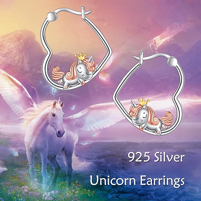 YFN Animal Earrings Sterling Silver Animal Heart Hoop Dangle Earrings Cute Jewelry Gifts for Women
