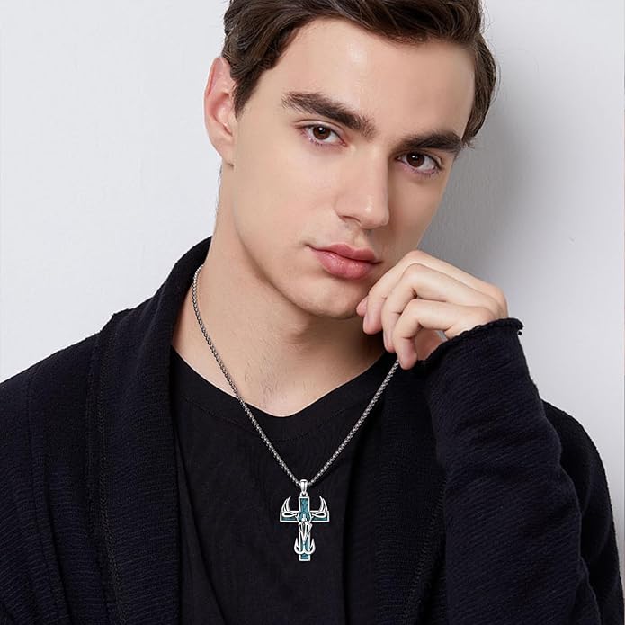 KoyeKei Cross Necklace for Men 925 Sterling Silver Celtic Cross Pendant Christian Jewelry Religious Christmas Gifts for Women