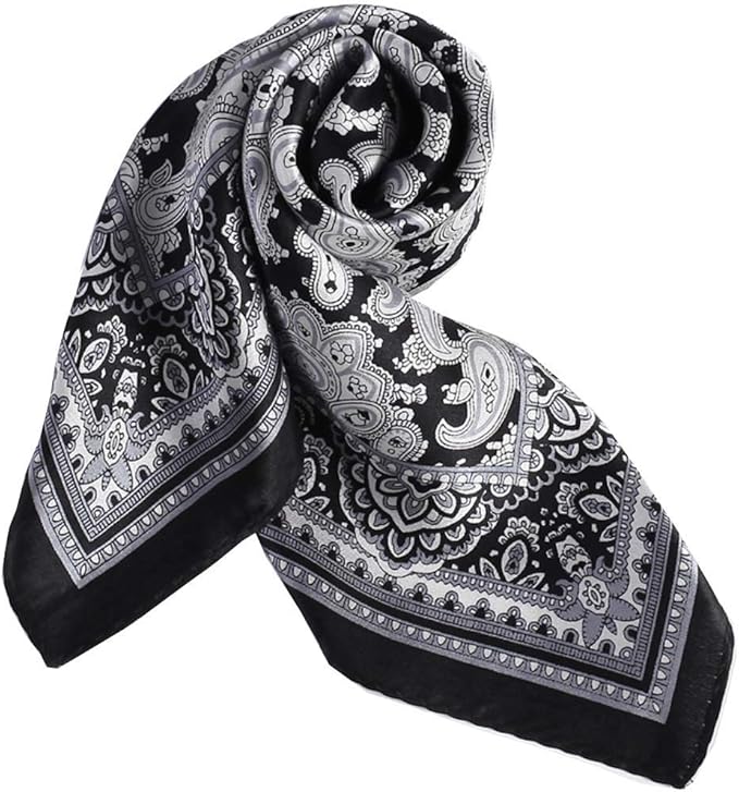 ANDANTINO 100% Mulberry Silk Scarf -21” Lightweight Square Neckerchief – Breathable Digital Printed Scarves with Gift Packed