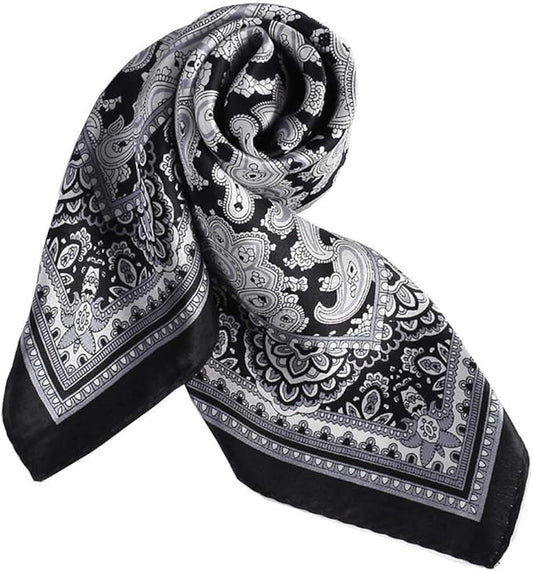 ANDANTINO 100% Mulberry Silk Scarf -21” Lightweight Square Neckerchief – Breathable Digital Printed Scarves with Gift Packed