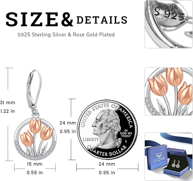 Sterling Silver Tree of Life/Flower/Bee/Animals/Cat/Hummingbird Dangle Earrings Moonstone Turquoise Drop Leverback Earrings Jewelry Gifts